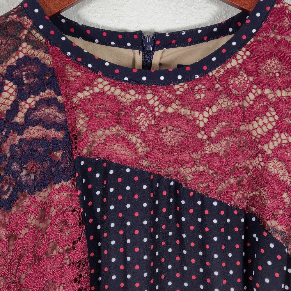 French Connection Women’s Dress Y2K Romantic Lace Polka Dot Pleated Skirt US 8 - Picture 4 of 11
